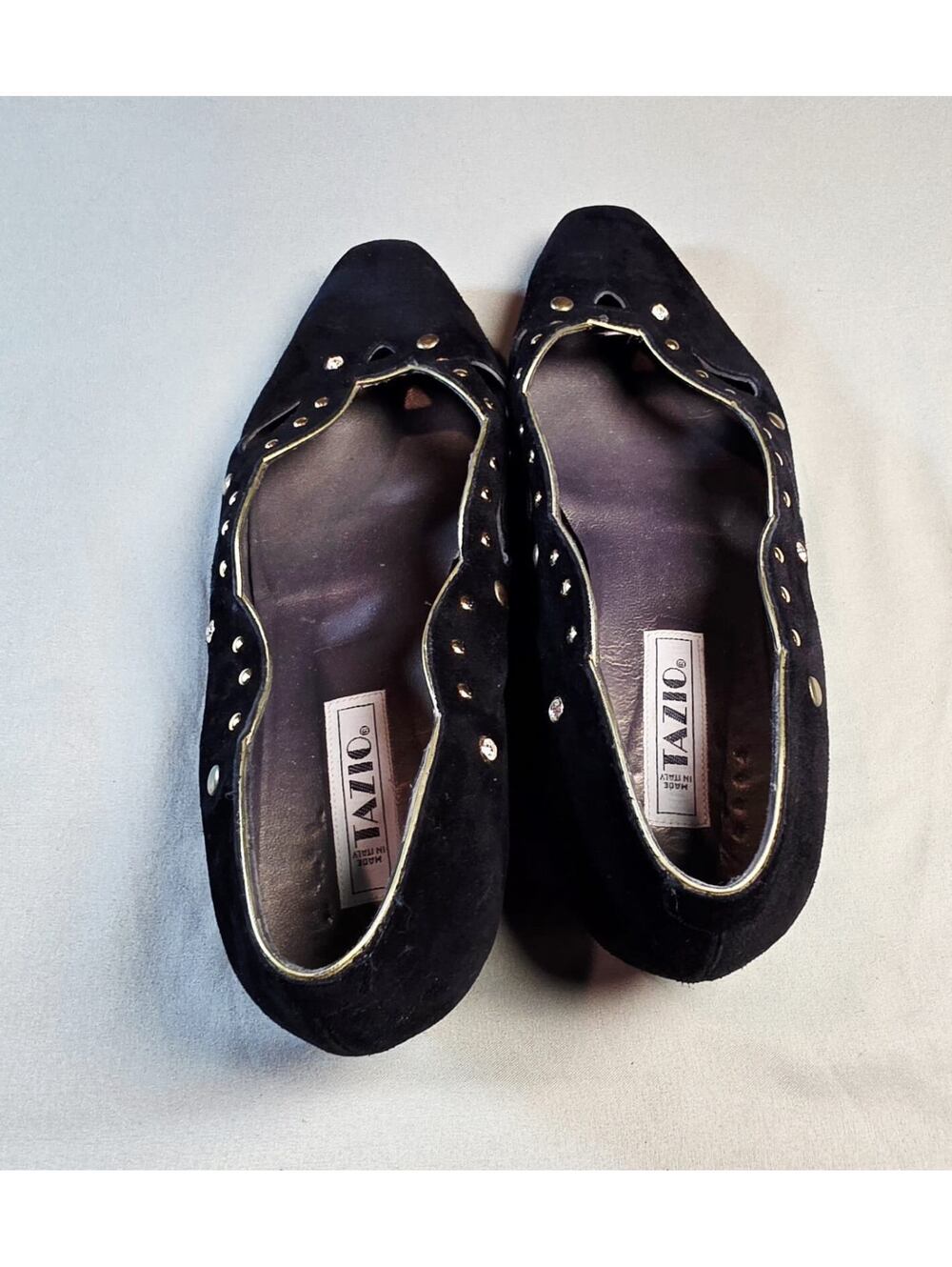 Tazio Women's Black Suede Studded Flats Size 38.5